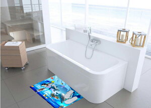 DT3993D防滑地板貼紙海洋動物世界 房門浴室廚房防水地貼裝飾1入