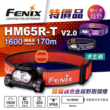 【【蘋果戶外】】FENIX 赤火 HM65R-T V2.0【1600流明】高性能鎂合金越野跑頭燈18650 USB Type-C充電
