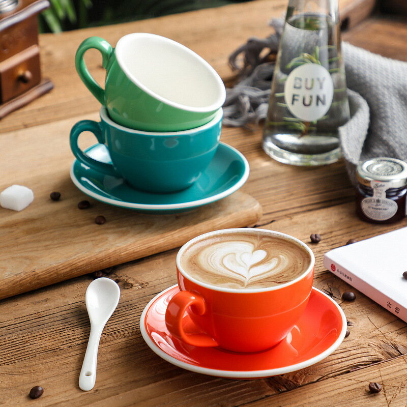 加厚歐式咖啡杯套裝陶瓷創意Cappuccino拉花杯茶杯 200ml