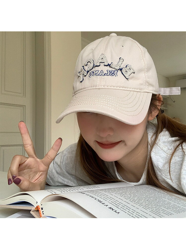 小眾復古字母棒球帽子女夏季百搭情侶顯臉小大頭圍寬簷遮陽鴨舌帽