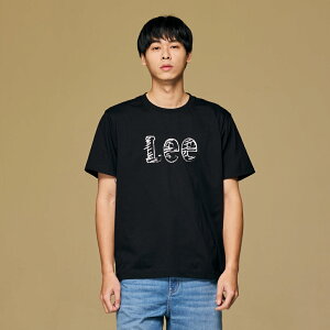 Lee 男款 寬鬆版 蠟筆手繪LOGO 背後特殊剪裁 短袖T恤 | Modern