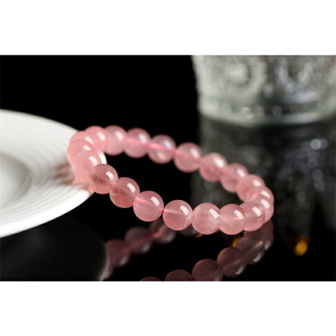 ISONA 7A級圓珠順髮絲天然馬粉水晶手鏈粉水晶手串珠水晶串珠水晶手鍊 0