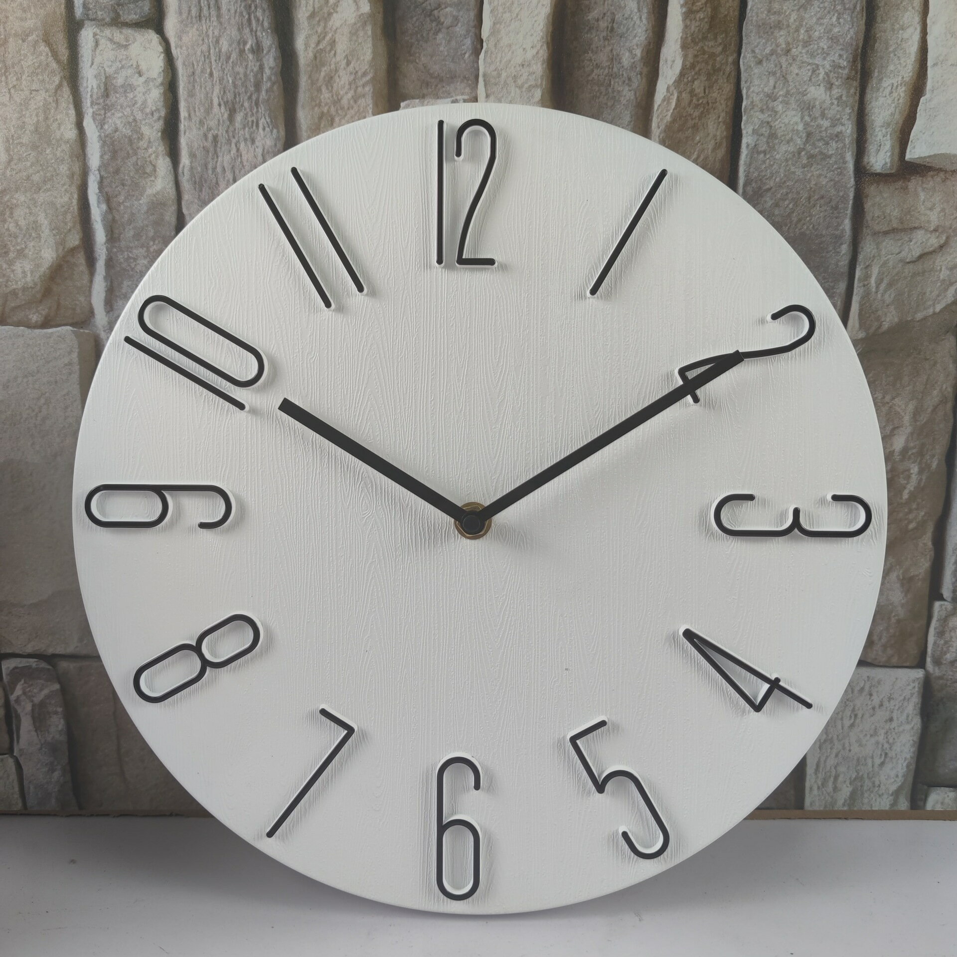 亞馬遜熱賣家居靜音掛鐘 時尚立體數字圓形鐘表 日韓式壁掛表時鐘