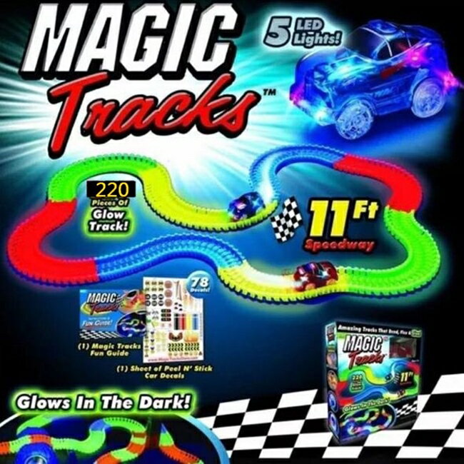 3LED 220片 豪華組 螢光軌道車 發光軌道車 軌道車 Magic Tracks LED軌道車【塔克】