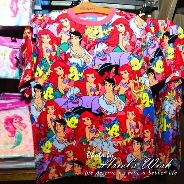 日本東京迪士尼海洋Disney Sea小美人魚愛麗兒T恤成人版滿版T shirt-現貨在台