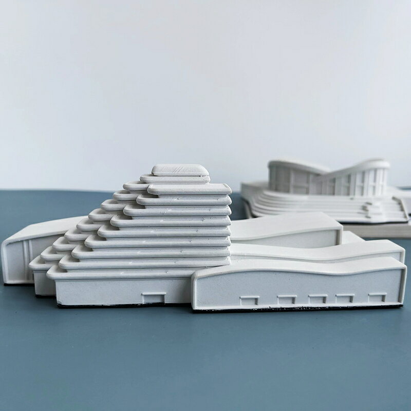 現代輕奢水泥建筑模型擺件客廳書房電視柜桌面書柜家居軟裝飾禮品
