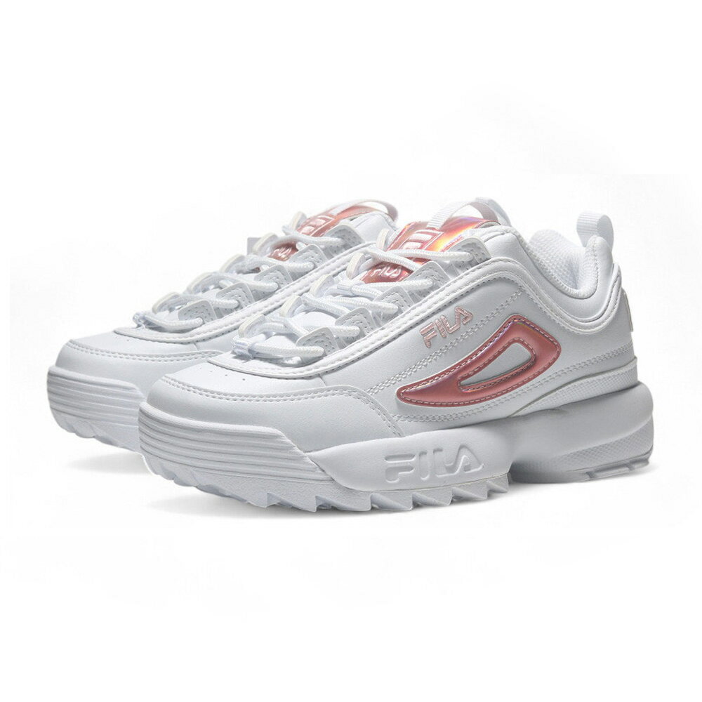 【滿千折百】FILA 休閒鞋 DISRUPTOR 白粉 雷射 增高 老爹鞋 女 5C609Y154