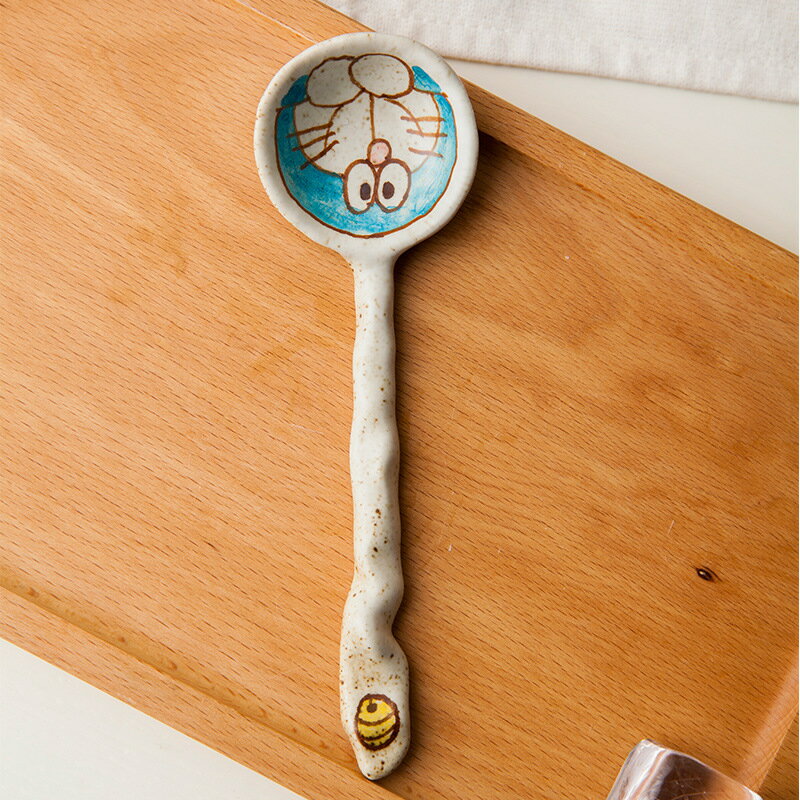 創意陶瓷勺子卡通手工粗陶日式可愛長柄調羹勺學生個性家用湯勺
