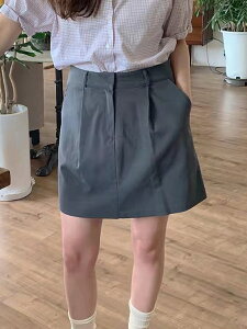 韓國秋季純色西裝a字短裙高腰顯瘦百搭半身裙子洋裝女