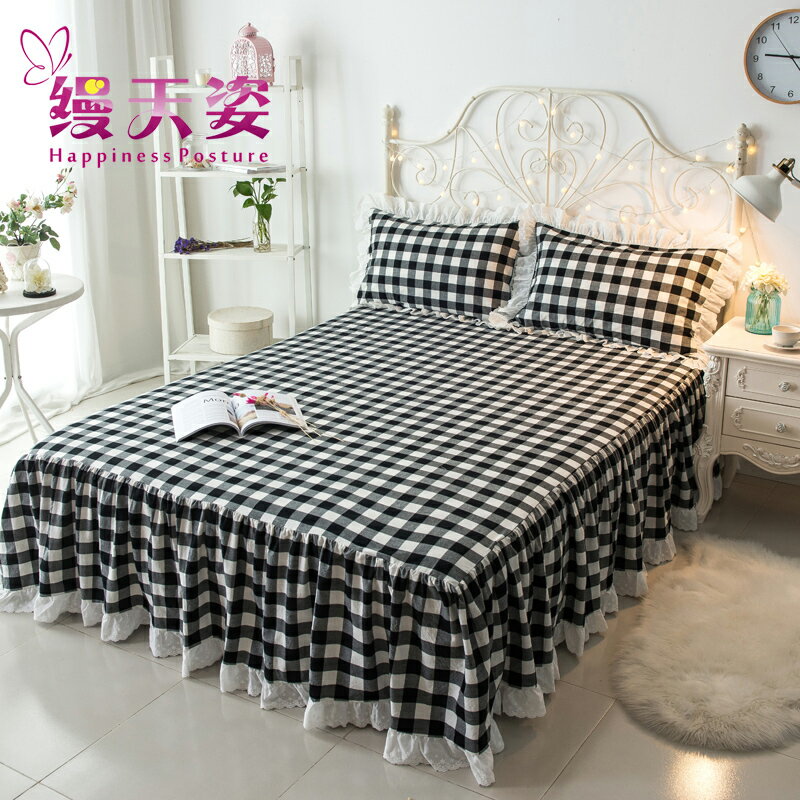 全棉公主蕾絲床裙床罩加厚床單床套床裙式單件純棉防滑1.5m1.8米