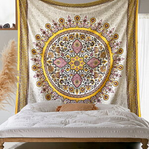 印度進口純棉手工掛布 向日葵 曼達拉ins瑜伽背景床頭民族風掛毯