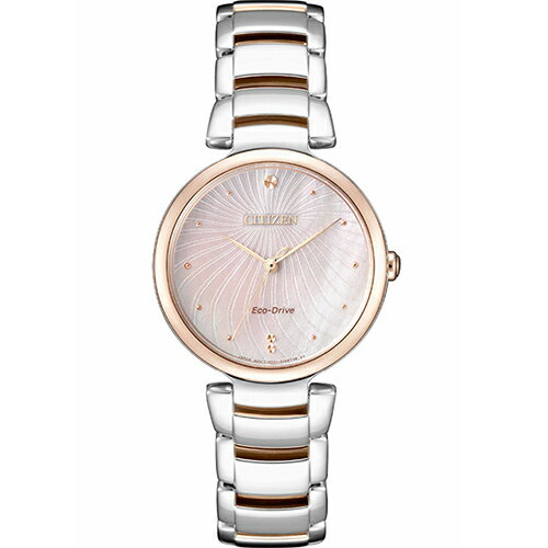 CITIZEN 星辰錶 L 系列 恬靜優雅光動能女錶(EM0854-89Y)-28mm-粉貝鋼帶【刷卡回饋 分期0利率】【APP下單點數4倍送】