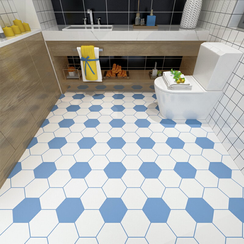 衛生間浴室地板貼紙防水防滑加厚耐磨地貼裝飾廚房廁所洗手間地面