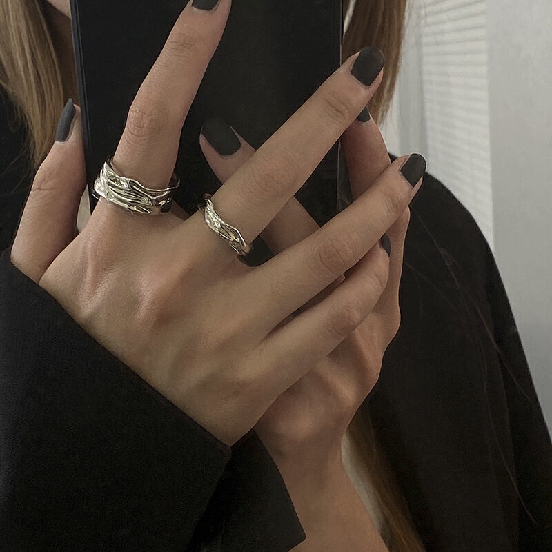 不規則可調節紋理食指戒指韓ins女2022年新款潮高級感指環配飾品
