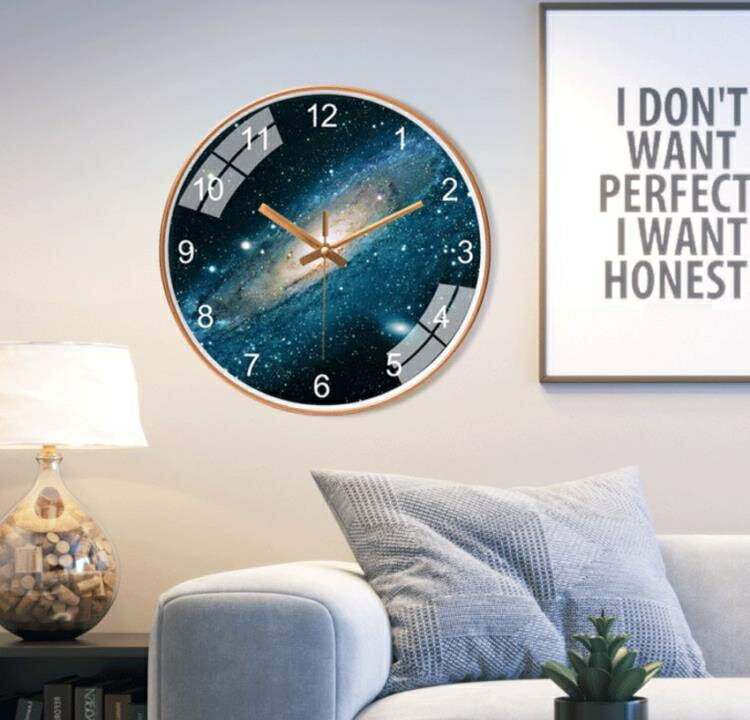 掛鐘 靜音簡約北歐藝術掛錶現代創意星空掛鐘客廳家用時鐘掛牆石英鐘錶