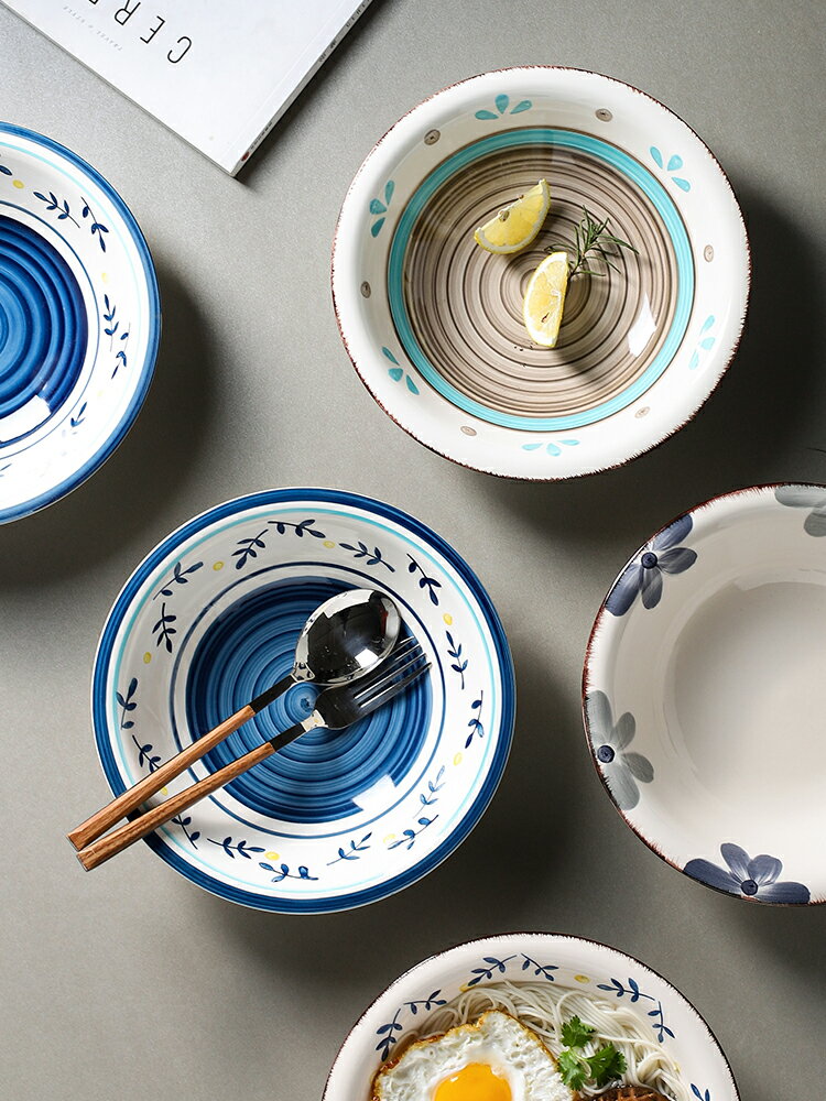 日式面碗家用高顏值陶瓷餐具特別好看的湯碗沙拉碗吃拉面碗【林之色】