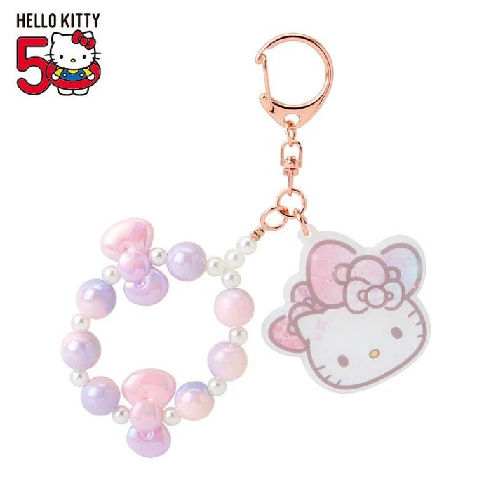 【震撼精品百貨】Hello Kitty 凱蒂貓~日本三麗鷗sanrio KITTY壓克力造型鑰匙圈-50週年*32360