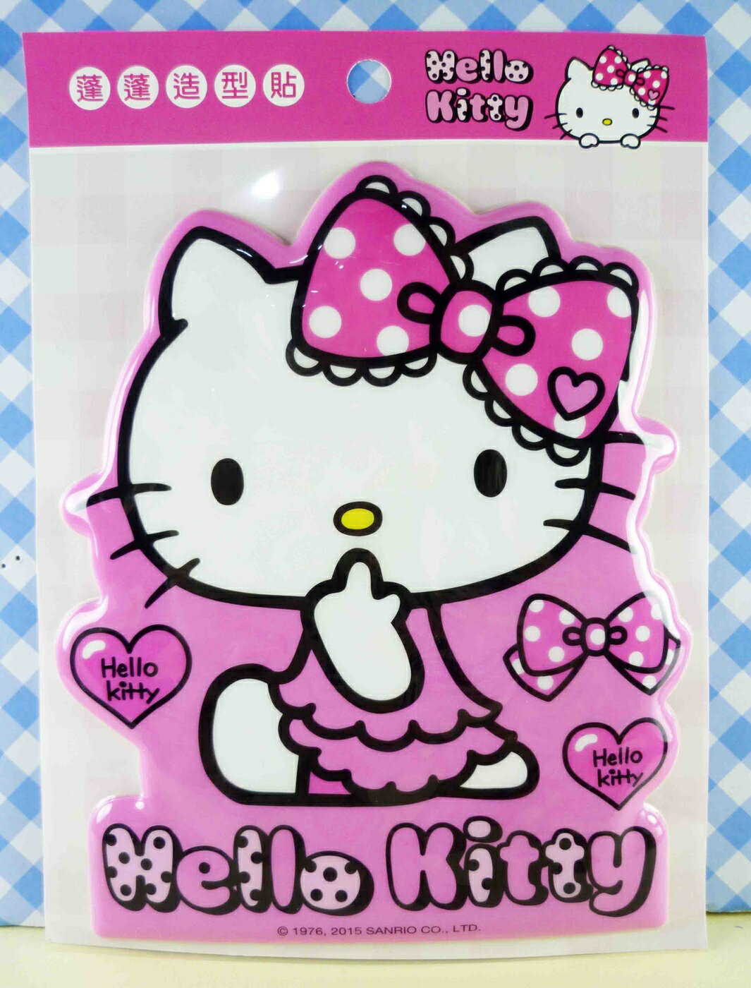 【震撼精品百貨】Hello Kitty 凱蒂貓 KITTY立體海綿貼紙-粉蝴蝶結 震撼日式精品百貨