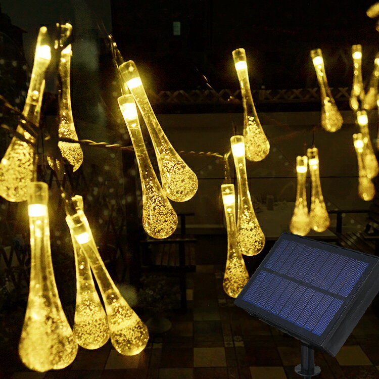 太陽能燈串戶外LED水滴節日燈串氣泡棒彩燈庭院門窗裝飾燈圣誕