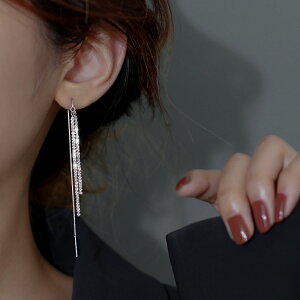 925純銀耳釘女2021年新款潮小眾特別設計高級感耳線長款氣質耳環