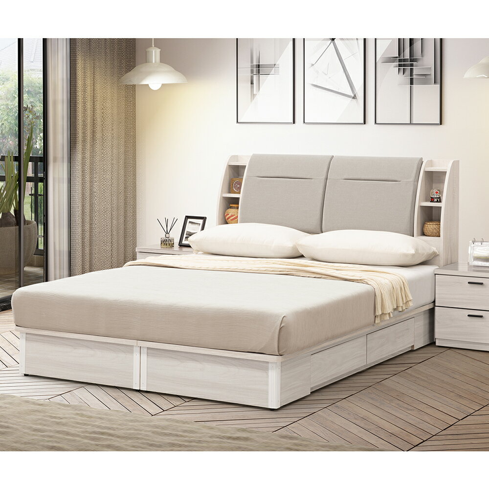 【直人木業】COCO左右置物3. 5尺單人收納兩抽床組｜APP結帳再賺4%點數 1