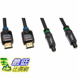 [106美國直購]  AmazonBasics High-Speed HDMI Cable and Digital Audio Optical Cable 2-Pack - 6-Feet