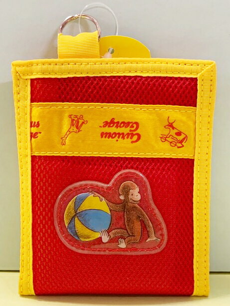 【震撼精品百貨】Curious George 好奇的喬治猴 日本喬治猴 黏式皮夾/短夾-紅#01838 震撼日式精品百貨