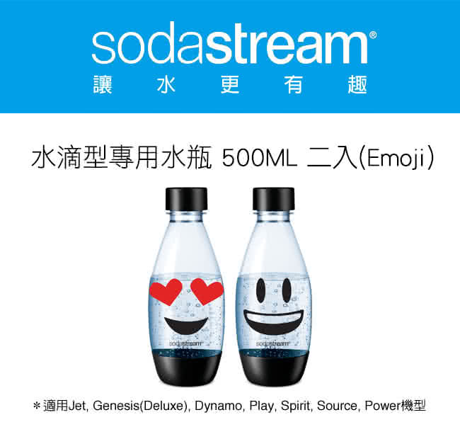 Sodastream 氣泡水機-Emoji水滴專用水瓶 500ML 2入