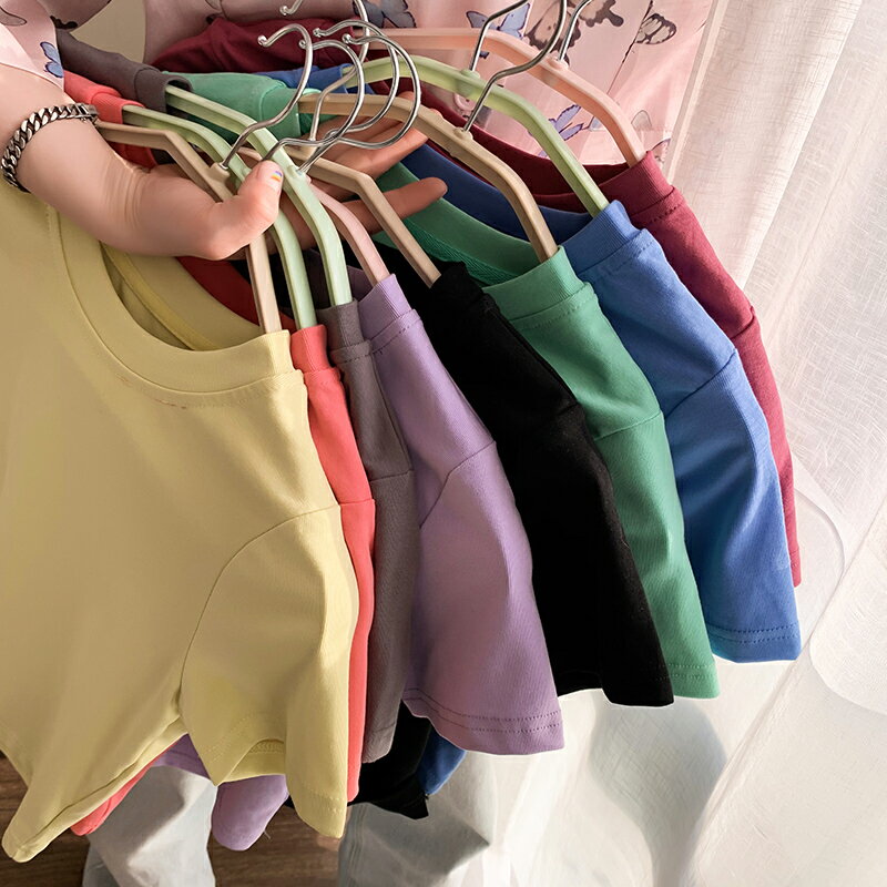 韓版夏季百搭糖果色短袖上衣年新款女網紅t恤ins超火洋氣衣服