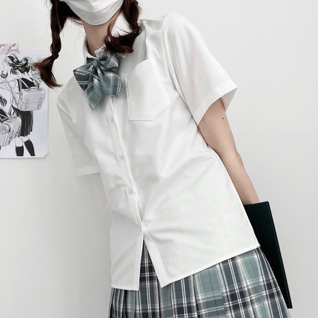 夏季襯衫女新款韓版寬鬆短袖小清新上衣小眾學生復古港味白色襯衣