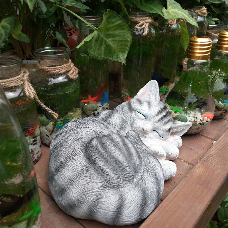 慵懶的貓咪 樹脂花園造景裝飾 園藝陽臺庭院花架擺件多肉花盆搭配
