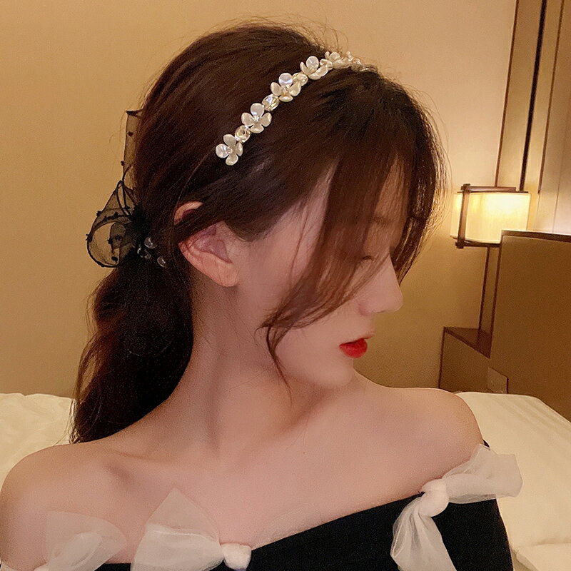 花朵亮鉆發卡發箍女夏天仙氣頭箍ins發窟網紅頭飾