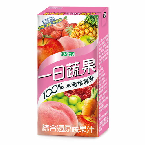 M-波蜜100%水蜜桃蘋果蔬果160ml*6【愛買】