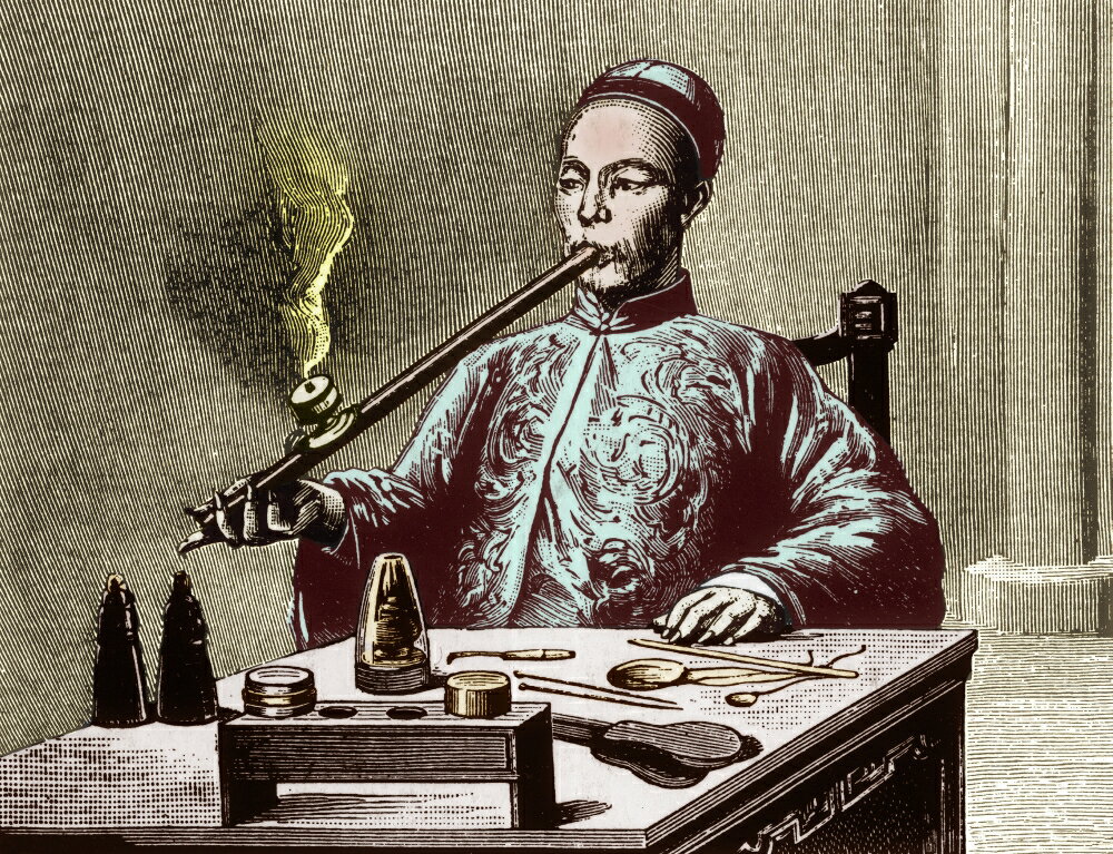 Posterazzi Opium Den Man With Opium Pipe Th Century Rolled Canvas