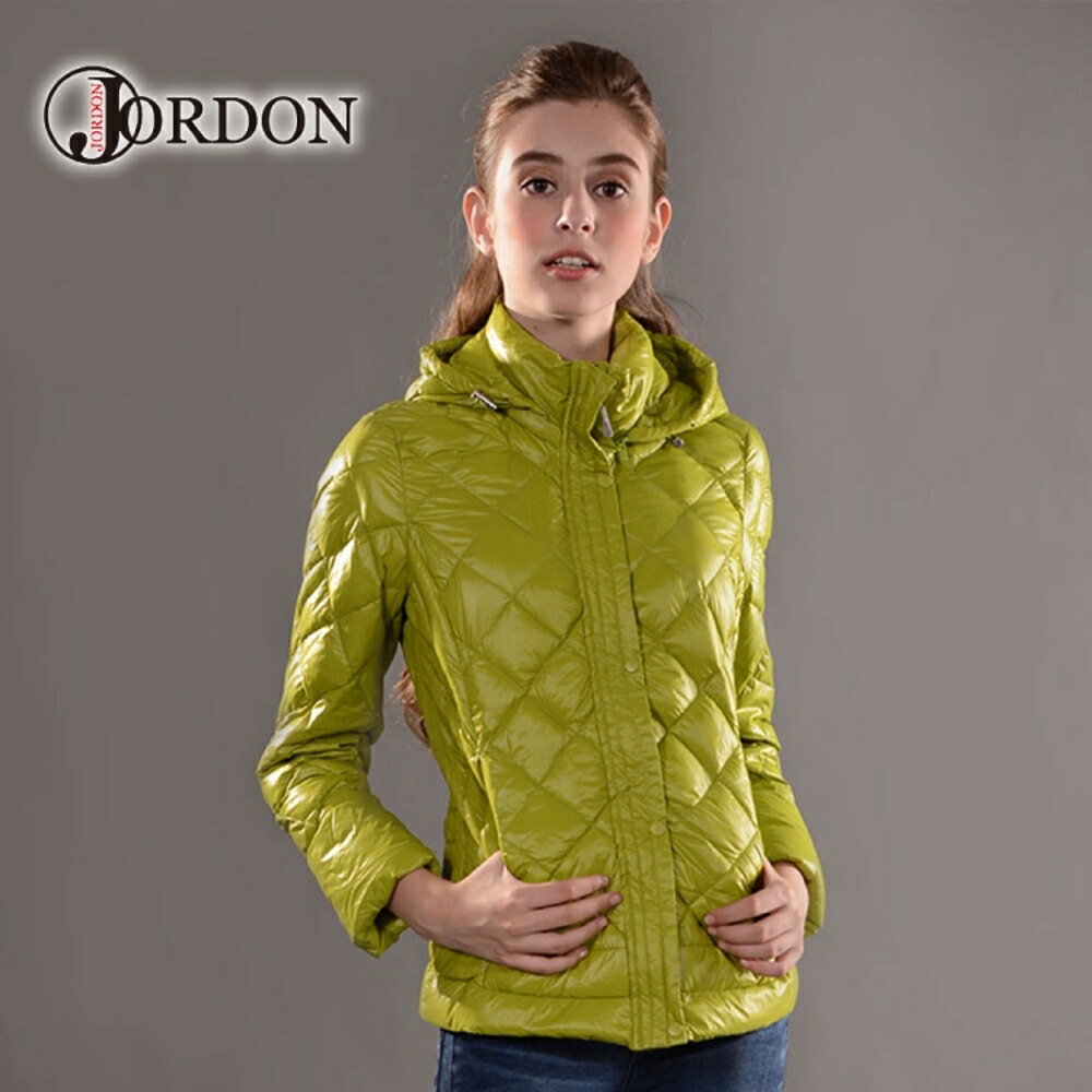【JORDON 橋登 女 超輕量羽絨夾克《鮮綠》】439/輕量化羽絨衣/可收納羽絨衣/保暖羽絨外套