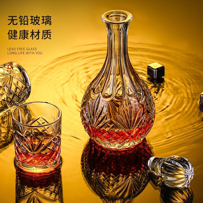 高級感水晶威士忌洋酒杯酒樽套裝2024新款水晶玻璃洋酒醒酒器套裝