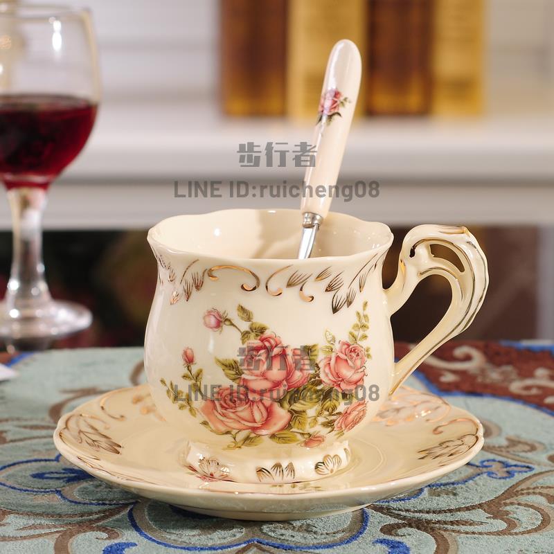 歐式陶瓷咖啡杯子套裝英式下午花茶家用小奢華優雅咖啡杯高檔精緻【步行者戶外生活館】