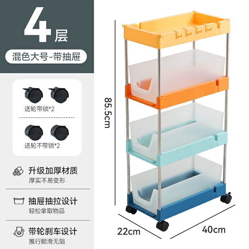 玩具置物架/玩具收納架 兒童玩具收納置物架多層行動臥室兒童用品零食儲物落地整理小推車【HZ66869】