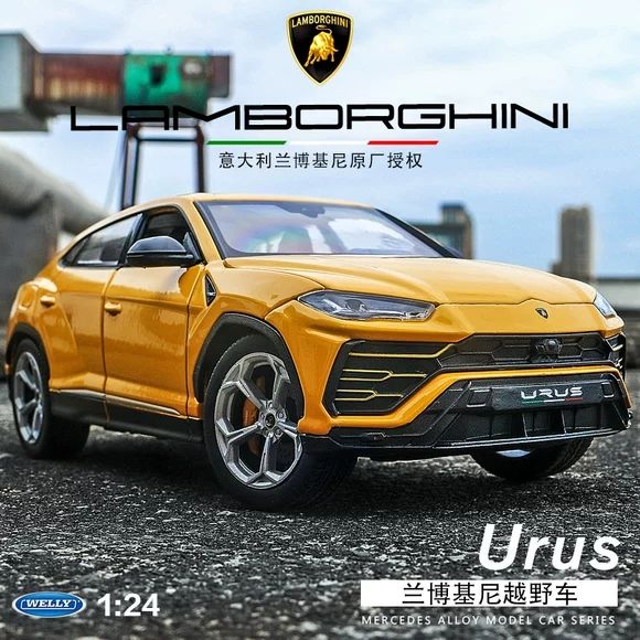 免運開立發票 玩具模型 1:24模擬蘭博野牛Urus合金SUV汽車模型兒童玩具車禮物收藏男生 快速出貨