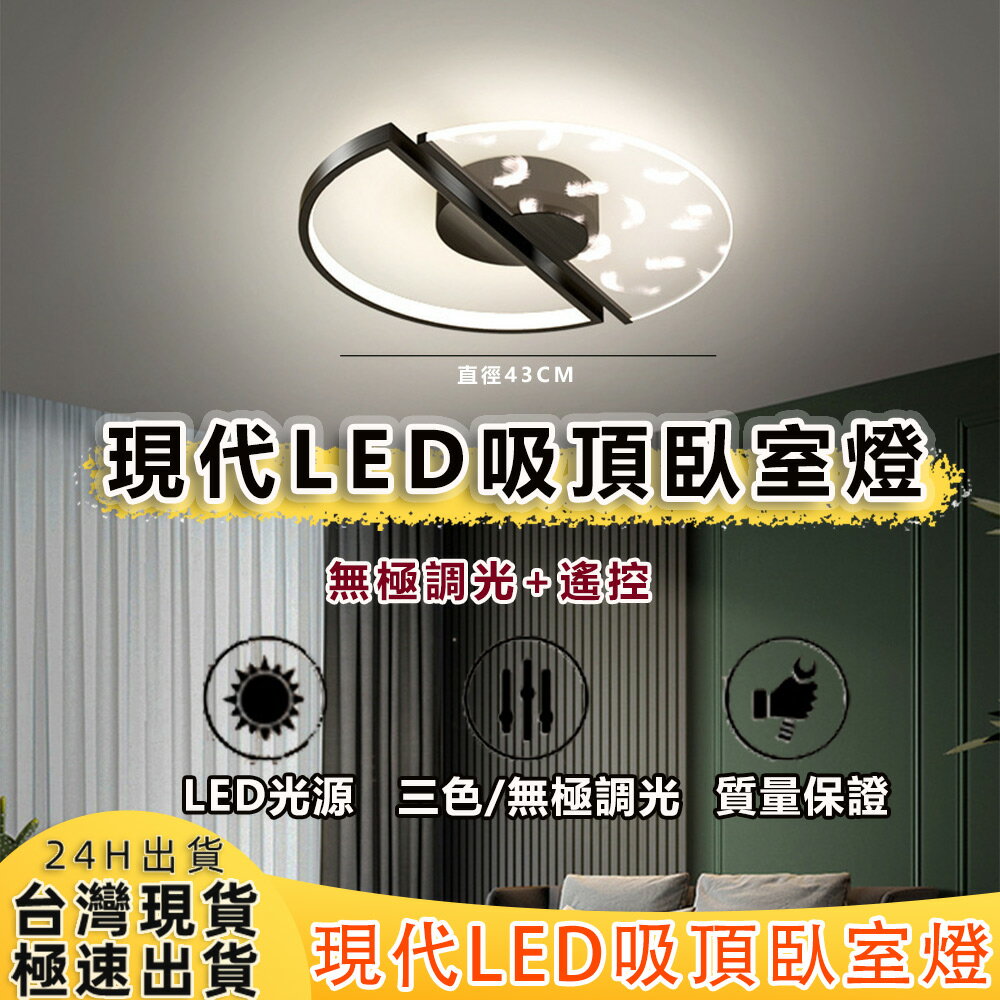【台灣現貨】2022新款 後現代 LED吸頂 臥室燈 簡約 現代家用 房間燈 羽毛 臥室 書房燈