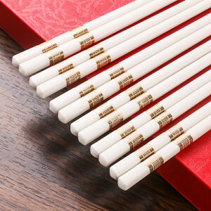 防滑防霉耐高溫勺筷環保骨瓷筷子家用套裝5雙裝抗菌瓷筷陶瓷筷子