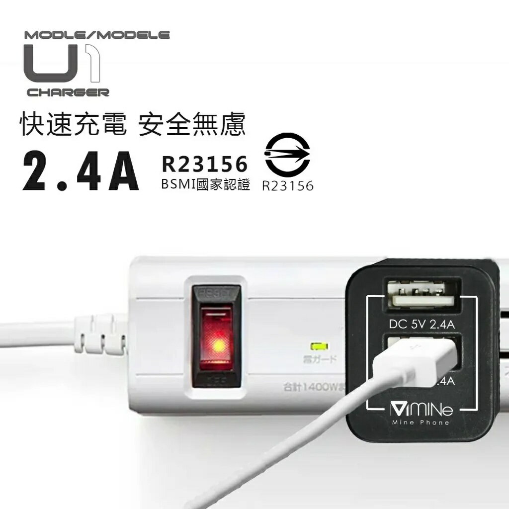 Mine2.4A雙孔摺疊快充電頭 apple充電器 通用快充頭 小白充【緣屋百貨】天天出貨 方塊豆腐雙USB充電頭 5