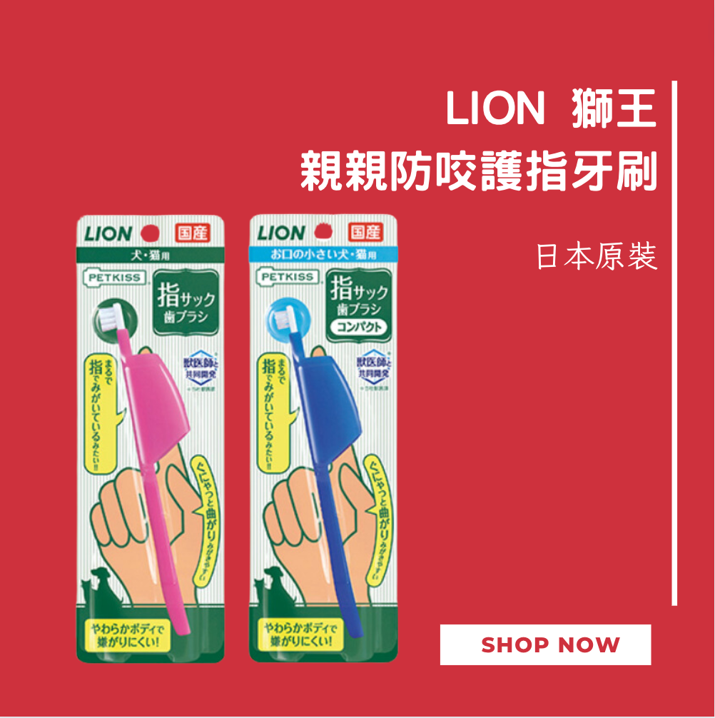 日本獅王 LION PetKiss 親親防咬護指牙刷 寵物牙刷 貓狗適用