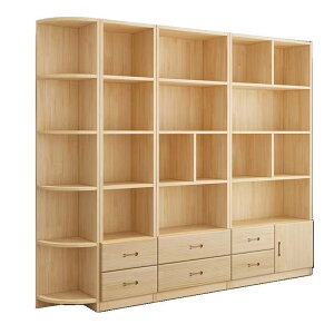 全實木書柜落地兒童書架簡易收納儲物柜家用展示儲物架置物架多層