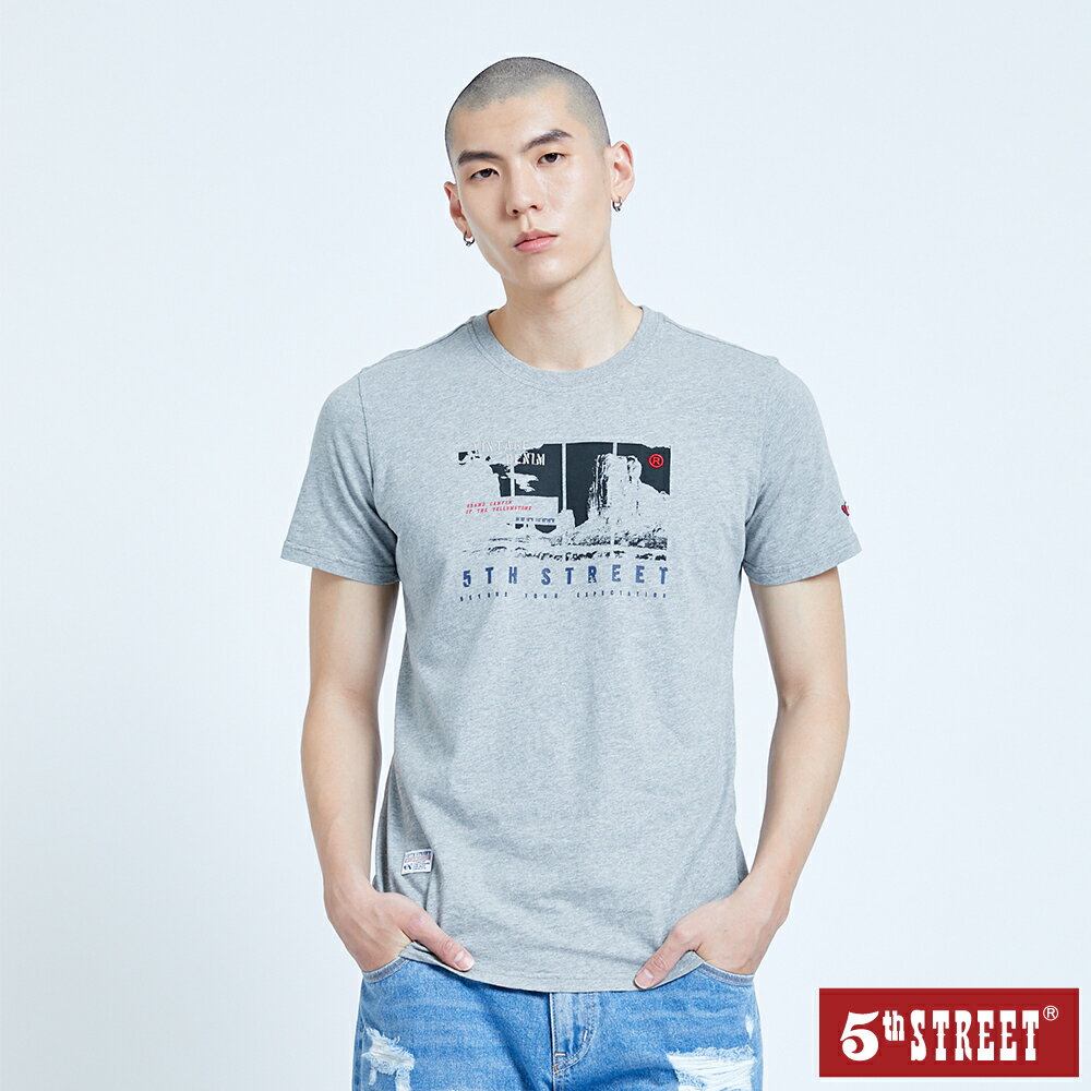 男大峽谷短袖T恤-麻灰【5th STREET】