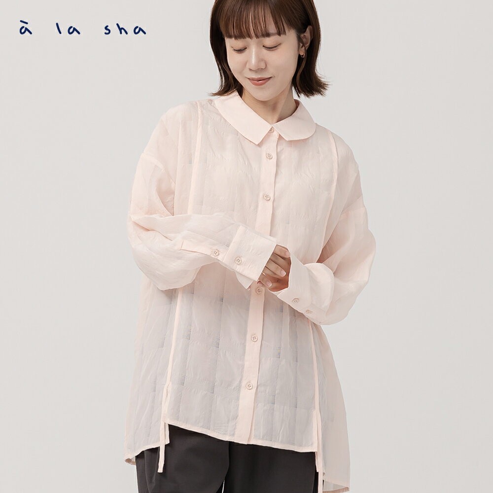 a la sha 氣質格紋舒適襯衫