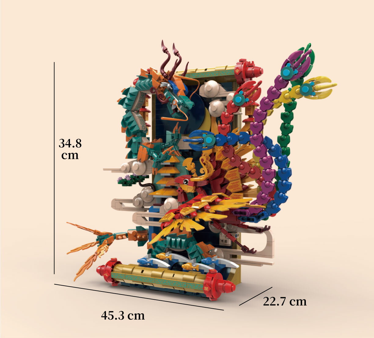 【LINOOS】 LN-7042  龍鳳呈祥積木組   積木  龍鳳程祥 年節 節慶 新年禮物 2