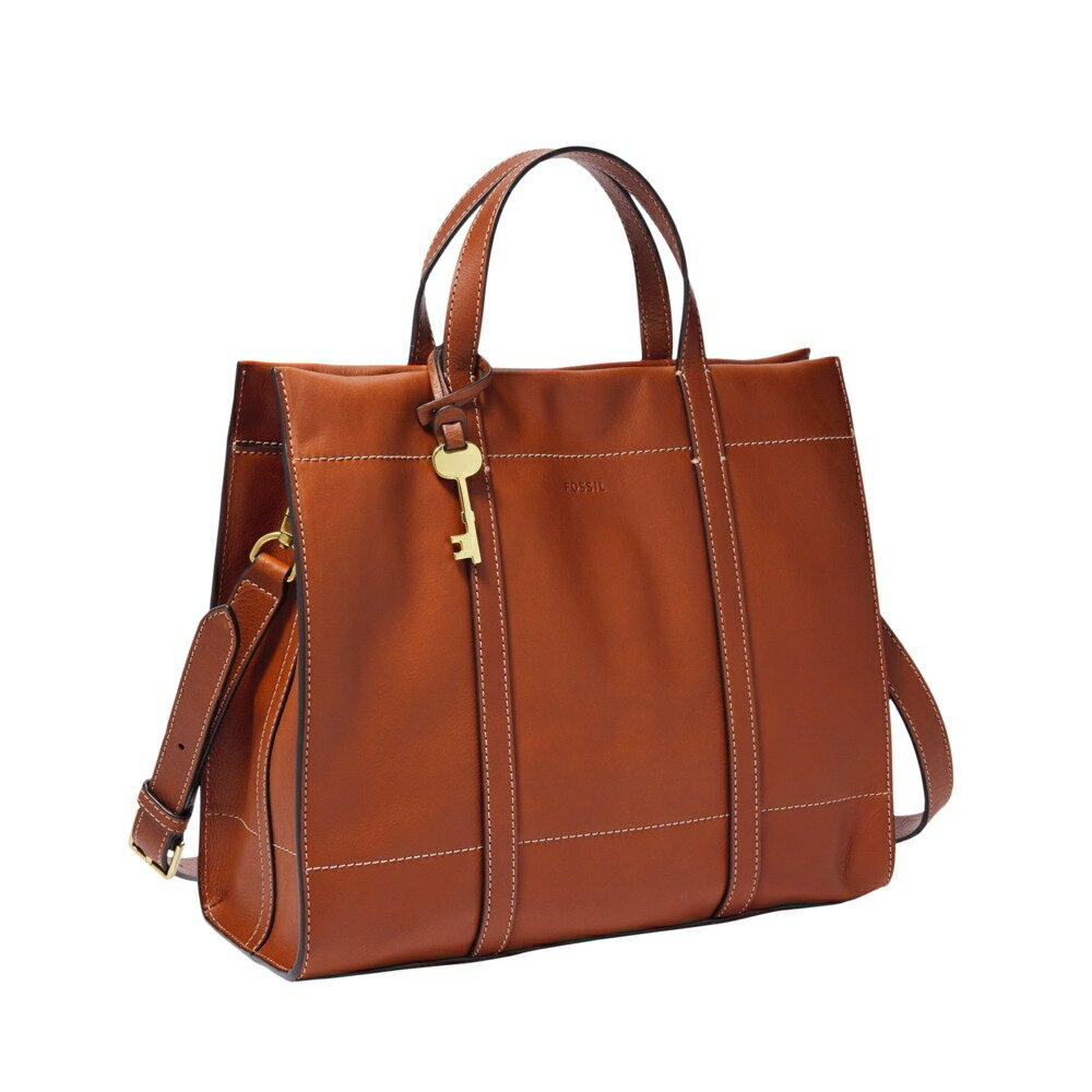 送禮首選★FOSSIL Carmen 真皮兩用手提包-棕色 ZB7938213【美國時尚品牌】 附防塵袋+提袋【全館滿額折價★FOSSIL全系列包夾送美妝蛋】
