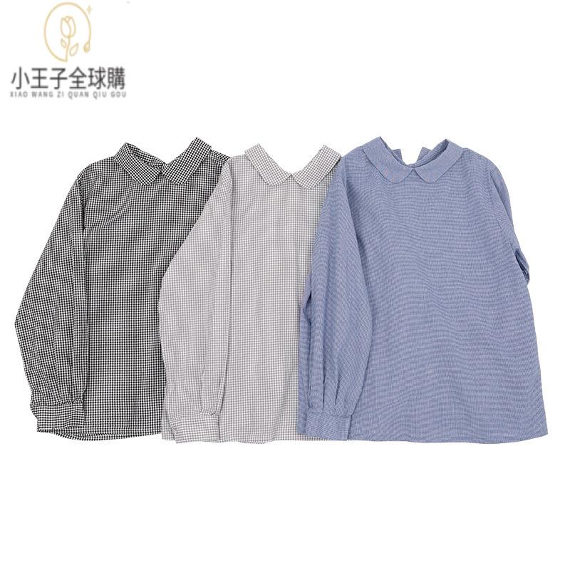 【公司現貨速發】免運 開發票 小王子女裝 春夏款休閑百搭兩穿娃娃領長袖棉襯衣女氣質減齡內搭上衣女裝上衣 流行女裝 棉麻 早秋 日韓女裝
