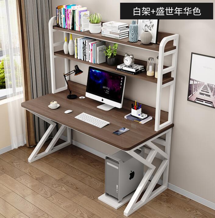 電腦台式桌家用臥室書桌書架組合簡約一體桌學生學習桌辦公寫字桌